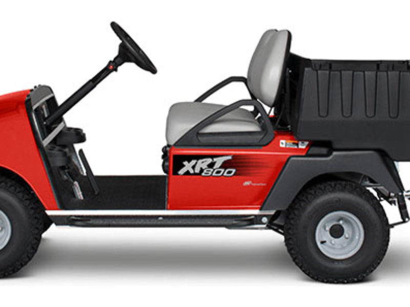 Red two seat golf cart